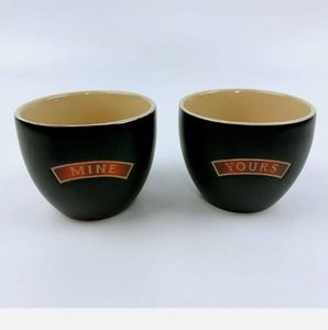 Set of 2 Baileys Irish Cream Desert Ceramic Bowls Cups Mugs "Yours & Mine"